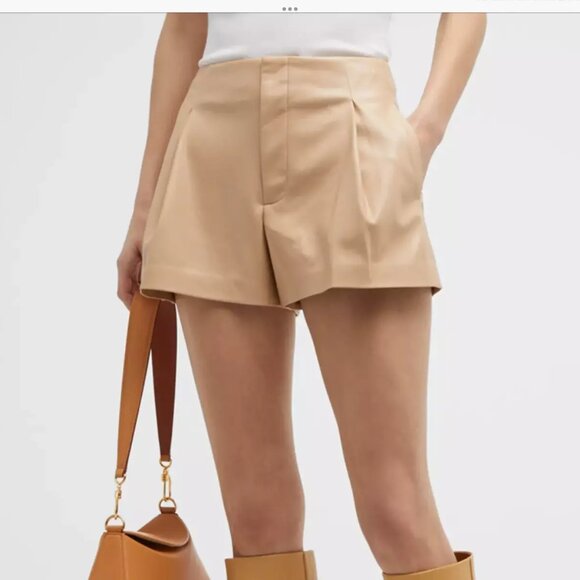 Alice & Olivia Steffie Vegan Leather Paperbag Shorts, NWT, sz.10 orig $275